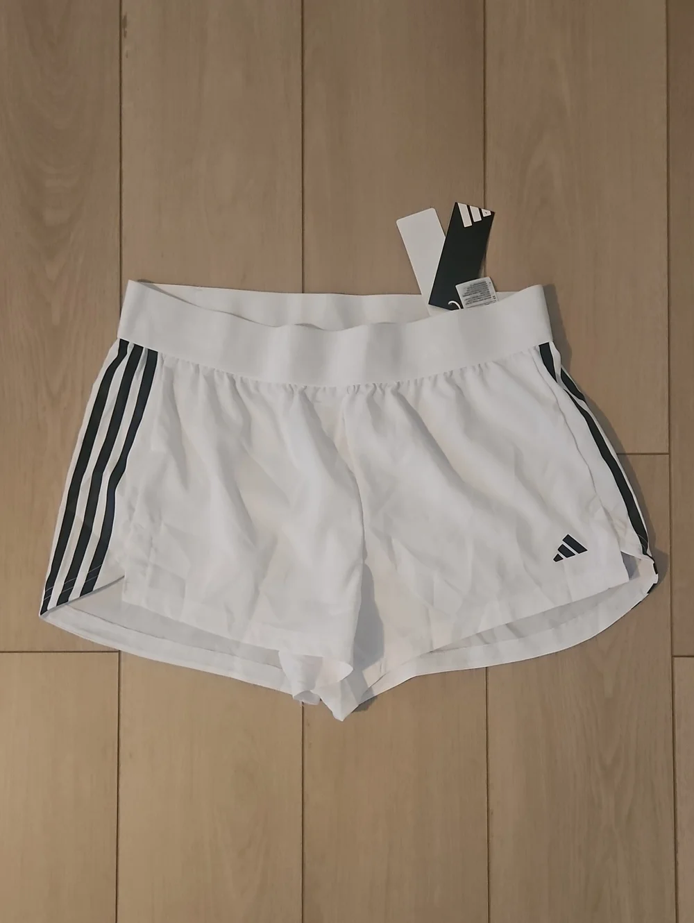 adidas White Women's Athletic Shorts with Black Side Stripes Size Large Nwt